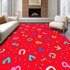 Playful Red Alphabet Sprinkle Rug