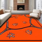 Vibrant Orange Organic Cell Illustration Rug