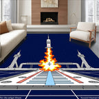 Cosmic Rocket Launch Night Sky Rug