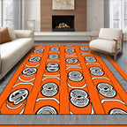 Orange Black White Abstract Stripe Rug