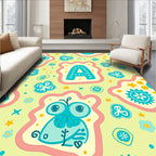 Aqua Cute Critter Alphabet Playful Rug