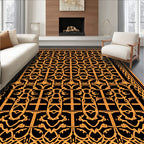 Bold Orange Geometric Lattice Rug
