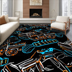 Bold Orange Blue Sketch Cars Rug