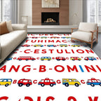 Alphabet Vehicles Red Blue Yellow Collection Rug