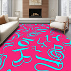 Vibrant Aqua Musical Notes Coral Rug