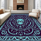 Cyan Skull Ornate Mandala Rug
