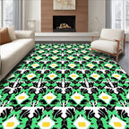 Vibrant Green Black White Yellow Lattice Rug