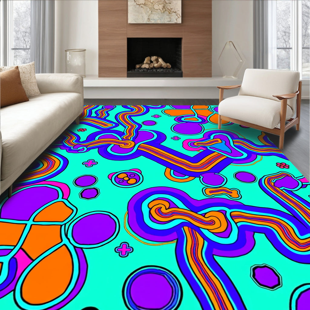 Groovy Purple Orange Swirls Rug