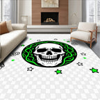 Neon Green Skull Celestial Star Rug