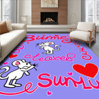 Cute White Mice Hearts Love Design Rug