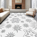 Whimsical Smiley Flower Starburst Art Rug
