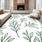 Dark Green Leafy Branch Overlay Rug