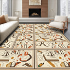 Eclectic Script Ochre Botanical Mosaic Rug