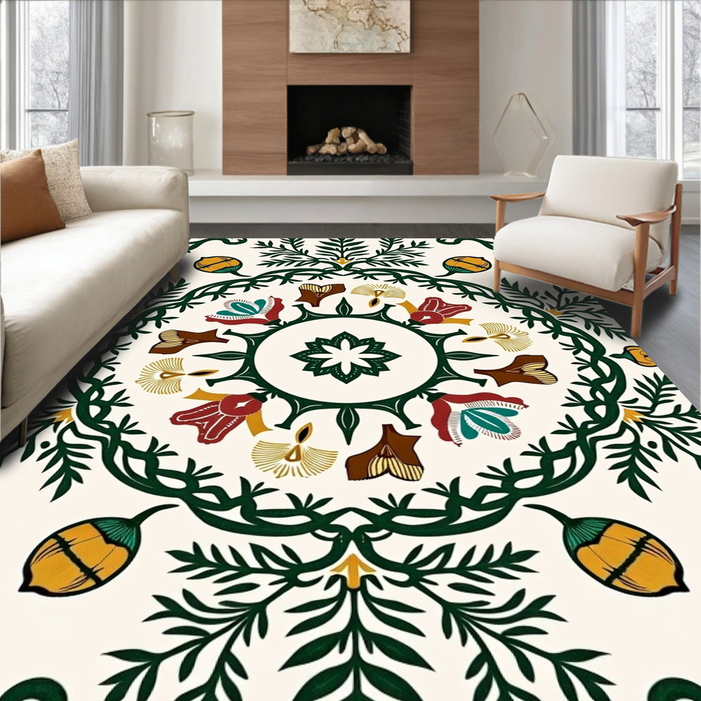 Earthy Tone Botanical Medallion Rug