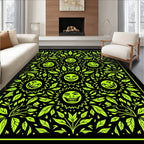 Psychedelic Sun Foliage Black Rug