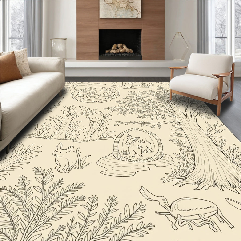 Whimsical Forest Woodland Creatures Rug
