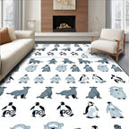 Playful Penguin Seal Colony Motif Rug