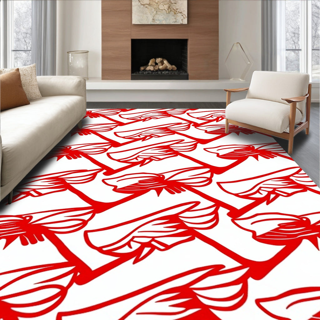 Crimson Scarlet Ribbon Swirl Rug