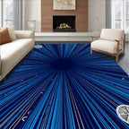 Radial Blue Starburst Abstract Rug