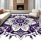 Deep Purple Floral Medallion Rug