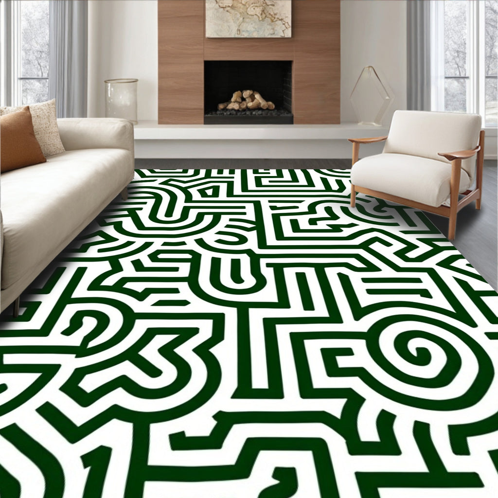 Emerald Green Maze Contour Rug