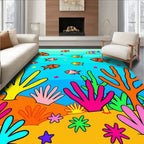 Colorful Coral Fish Scene Rug