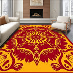 Crimson Yellow Mandala Sunburst Rug