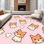 Cute Orange Fox Cub Hearts Rug