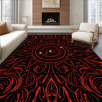 Crimson Swirl Mandala Radial Rug