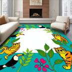 Tropical Toucans Tigers Floral Jungle Rug