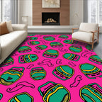 Vibrant Pink Green Retro Stacks Rug