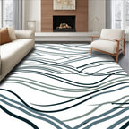 Deep Teal Abstract Wavy Lines Rug