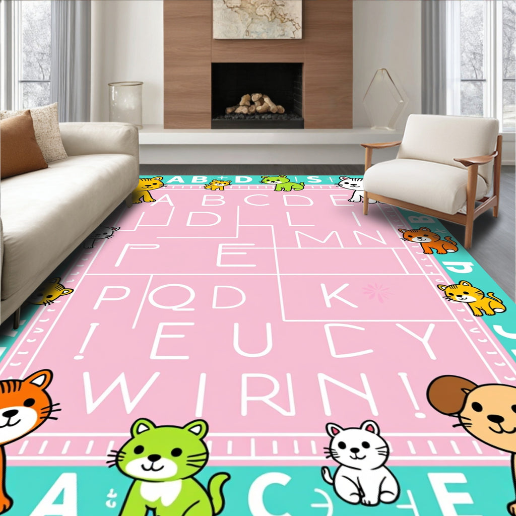 Cute Cat Alphabet Play Mat Rug