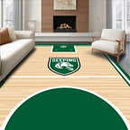 Green White Shield Lion Court Rug
