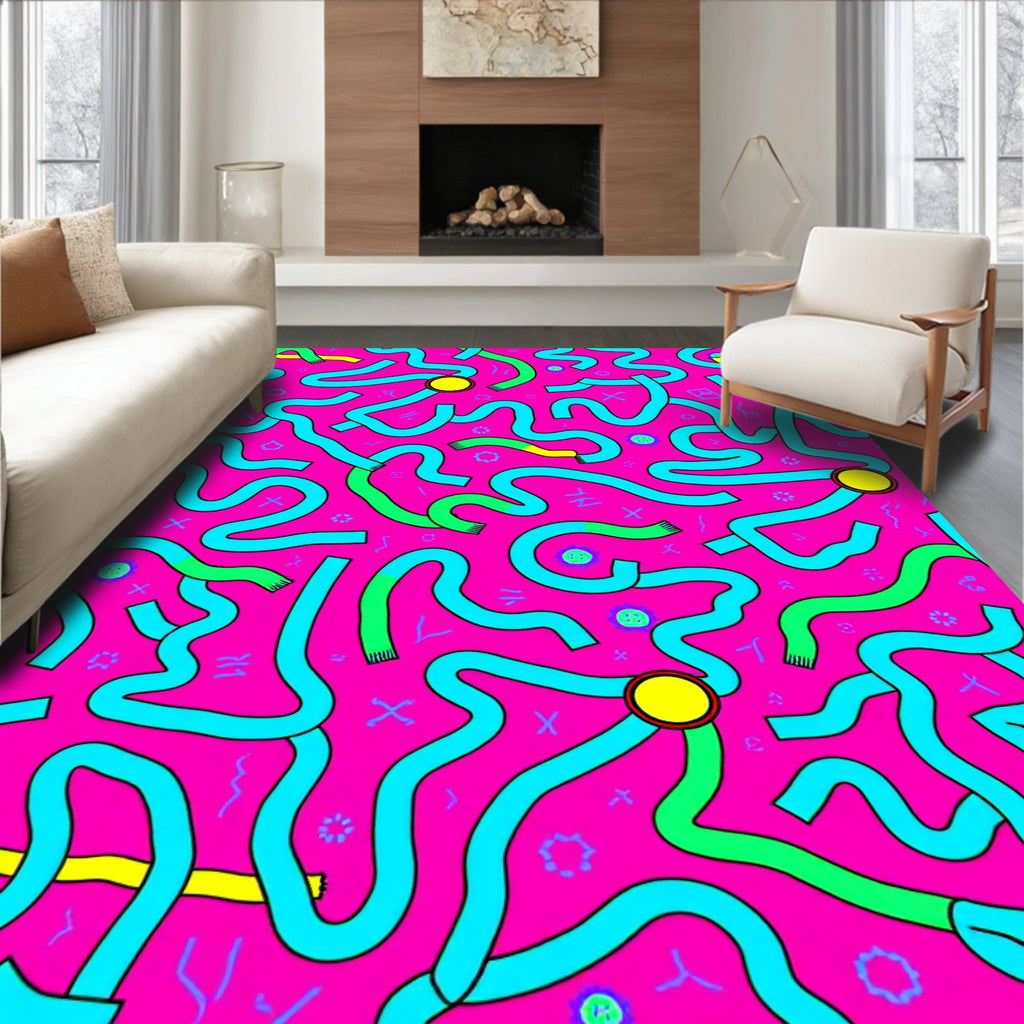Whimsical Pink Maze Ribbon Rug