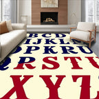 Alphabet Navy Red Split Letters Rug