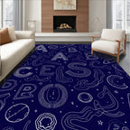Navy Blue Alphabet Organic Shape Rug