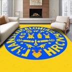 Yellow Blue Whimsical Animal Circle Art Rug