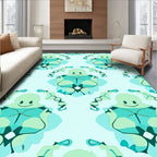 Light Blue Cartoon Figure Symmetry Rug
