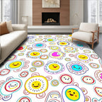 Whimsical Happy Faces Smiley Circle Collage Rug