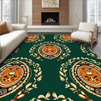 Emerald Orange Oval Laurel Wreath Rug
