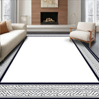 Deep Blue Geometric Border Rug
