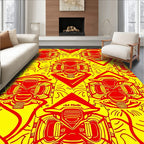 Bold Red Masked Warriors Red Yellow Rug