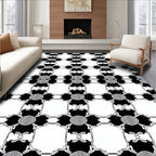 Monochrome geometric trellis repeat Rug