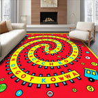 Alphabet Spiral Train Track Rug