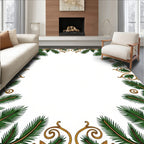 Green Pine Garland Golden Flourish Border Rug