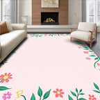Whimsical Floral Alphabet Border Rug