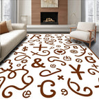 Whimsical Brown Alphabet Symbol Collage Rug