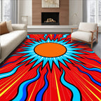 Radiant Orange Starburst Explosion Rug