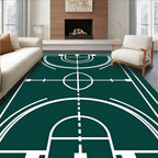 Green Court Lines Geometric Play Rug